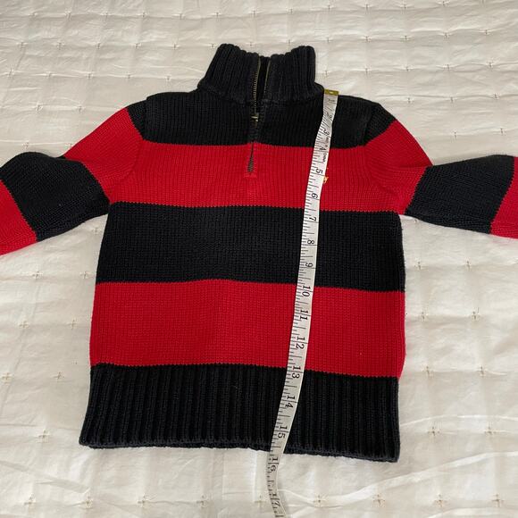 Polo Ralph Lauren Rugby Stripe 1/4 Zip Sweater Boys 4/4T | Red/Black Long Sleeve - Picture 8 of 10